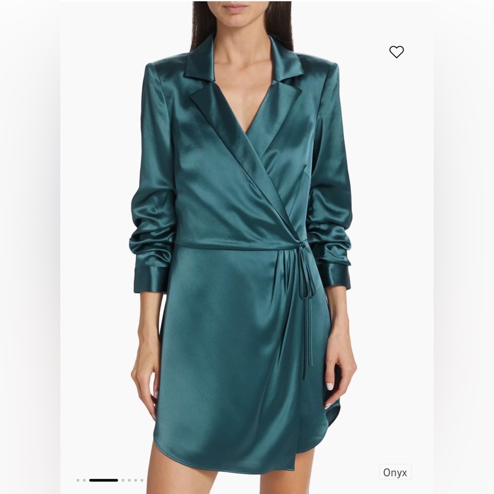 Cinq à Sept Teal Silk Mini Wrap Dress Sabina